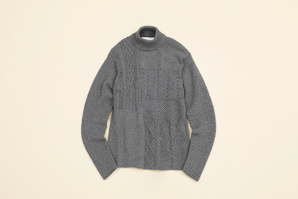 White Mountaineering<br>Patchwork High Neck Knit